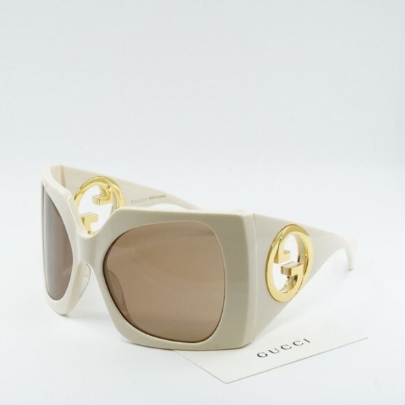 Gucci GG1255S 002 Butterfly Sunglasses - Ivory/Light Brown - Picture 8 of 10